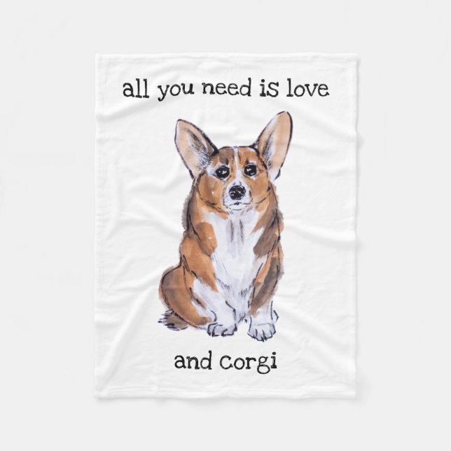 Manta Polar Todo lo que necesitas es amor y corgi (Anverso)