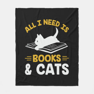 Manta Polar Todo Lo Que Necesito Son Libros Y Gatos