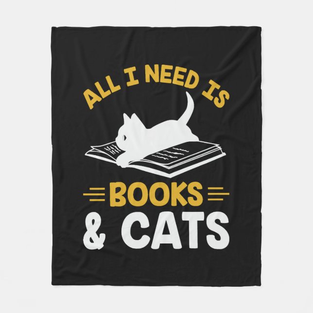 Manta Polar Todo Lo Que Necesito Son Libros Y Gatos (Anverso)