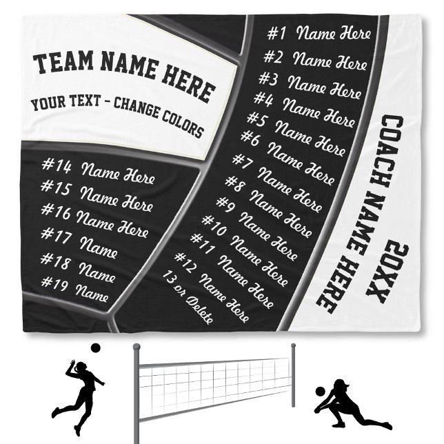 Manta Polar TODOS Los Jugadores Regalos del entrenador de vole (Volleyball Coach Gift, with ALL Players Names. Personalized volleyball coach gifts. Senior Night.)