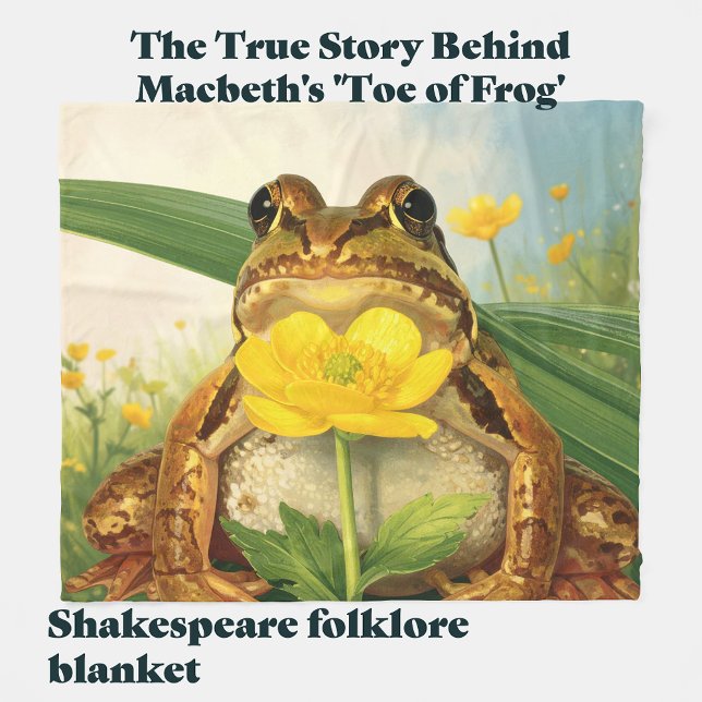 Manta Polar Toe of Frog with Buttercup | Goblincore Nature Art (Shakespeare Macbeth folklore gift blanket. Toe of Frog Buttercup Herbalist Pun. Housewarming Gift)