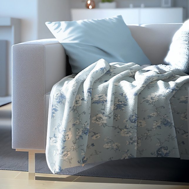 Manta Polar Toile De Jouy Peonies (Toile De Jouy Peonies Fleece Blanket)