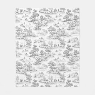 Manta Polar Toile de Jouy Romántico Elegante de Estilo Gris Fr