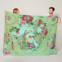 Manta Polar Toile victoriano antiguo Rococo Estilo Sage Verde