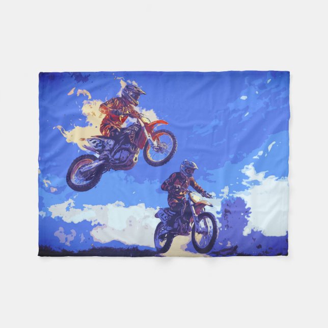 Manta Polar Toma de la delantera - Motocross Racers (Frente (Horizontal))
