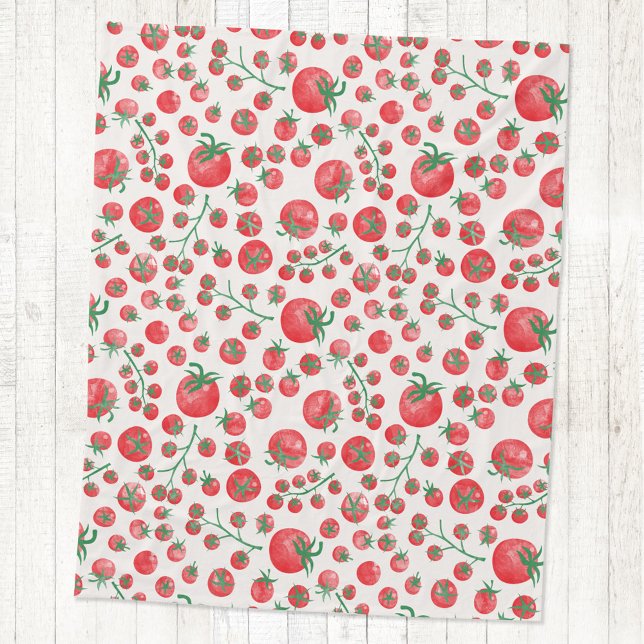 Manta Polar Tomato Watercolor Pattern (Fun Mediterranean summer watercolor tomato pattern fleece blanket)