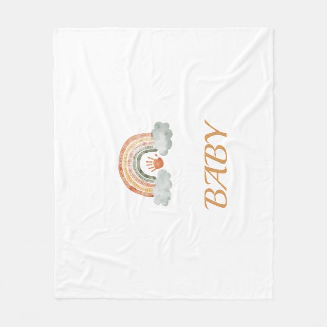 Manta Polar Tono de tierra acuarela Boho Arcoiris "bebé" (Anverso)