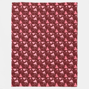 Manta Polar Tonos de corazones rosados