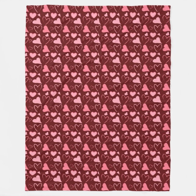 Manta Polar Tonos de corazones rosados (Anverso)
