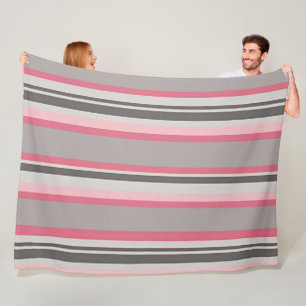 Manta Polar Tonos rayados de rosa y gris