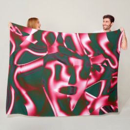 Manta Polar Tonos rojos en cintas abstractas en cian oscuro