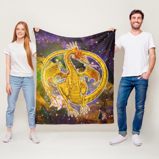 Manta Polar Topaz Cosmic Dragon Fleece Blanket (In situ)