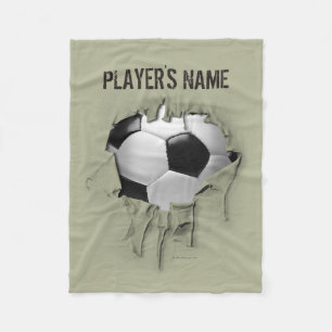 Manta Polar Torn Soccer Personalizado White Fleece Blanket