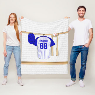 Manta Polar Torneo de béisbol blanco y azul personalizado