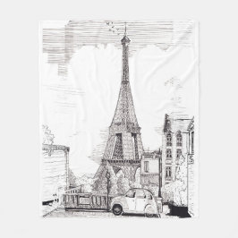 Manta Polar Torre Eiffel Paris Francia Ilustracion de tinta Pe