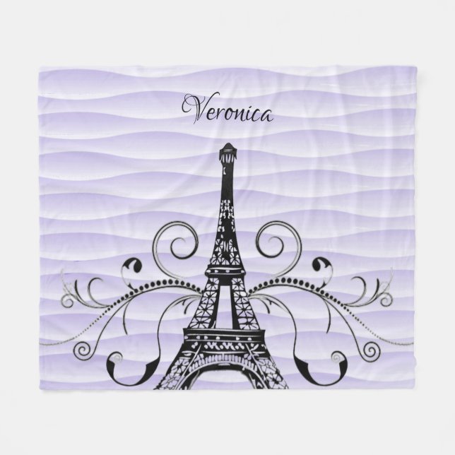 Manta Polar Torre Eiffel Púrpura Flourie Fleece Blanket (Frente (Horizontal))