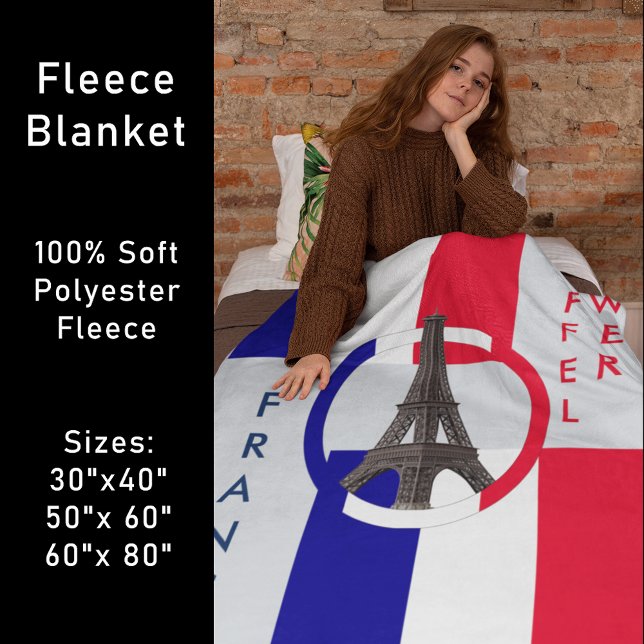 Manta Polar Torre Eiffel y Bandera de Francia Fleece Blanket (Eiffel Tower and Flag of France Fleece Blanket)