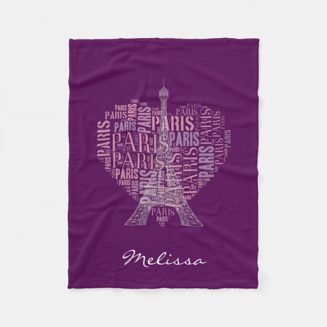 Manta Polar Torre Eiffel y inscripciones París el | Deep (Anverso)