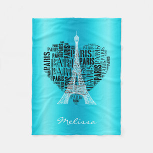 Manta Polar Torre Eiffel y inscripciones París en corazón