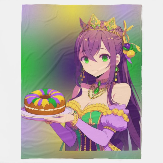 Manta Polar Torta del Rey Anime Mardi Gras (Anverso)