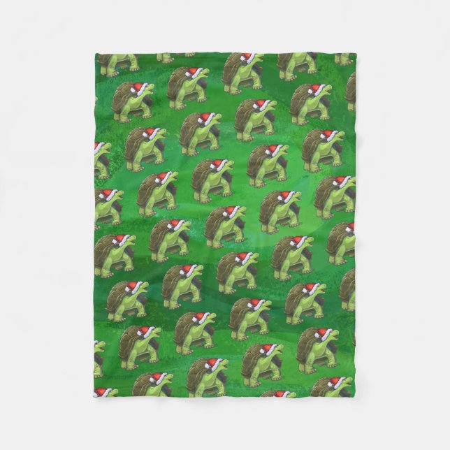 Manta Polar Tortoise en Santa Hat en Green (Anverso)
