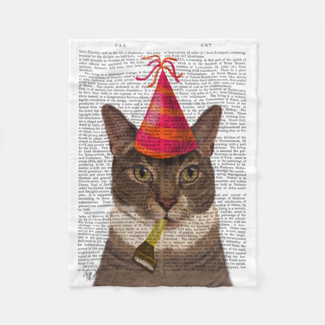 Manta Polar Tortoiseshell Cat con Gorra Fiesta (Anverso)