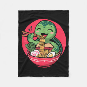 Manta Polar Tortuga comiendo ramen Kawaii Tortuga Japonesa Kaw