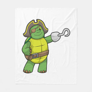 Manta Polar Tortuga como pirata con mango y parche de ojos eng