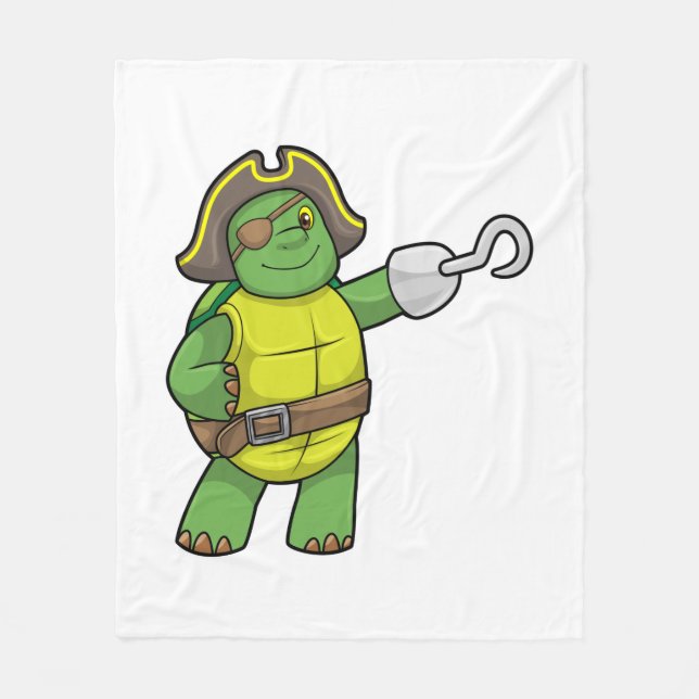 Manta Polar Tortuga como pirata con mango y parche de ojos eng (Anverso)