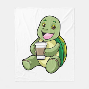 Manta Polar Tortuga con caparazón y café a tomar