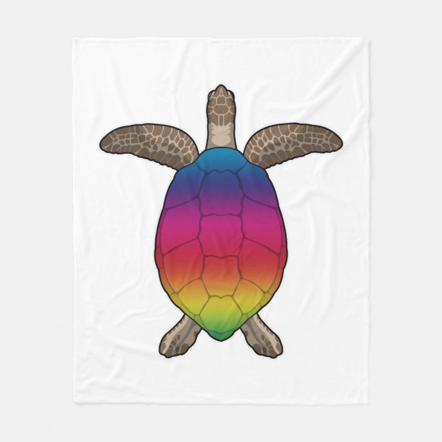 Manta Polar Tortuga con colores arcoiris (Anverso)