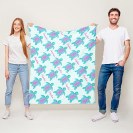 Manta Polar Tortuga cutánea acuarela arte nombre personalizado