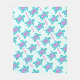 Manta Polar Tortuga cutánea acuarela arte nombre personalizado