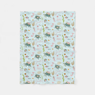 Manta Polar Tortuga de bebé personalizada   30x40 Fleece