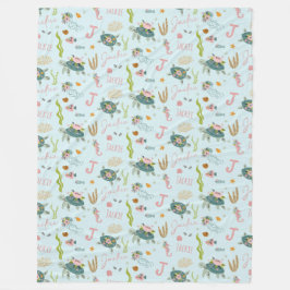 Manta Polar Tortuga de bebé personalizada | 60x80 Fleece