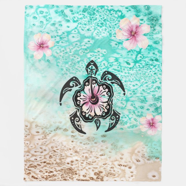 Manta Polar Tortuga de Hibiscus (Anverso)