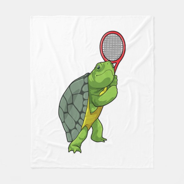 Manta Polar Tortuga de tenis con raqueta de tenis (Anverso)