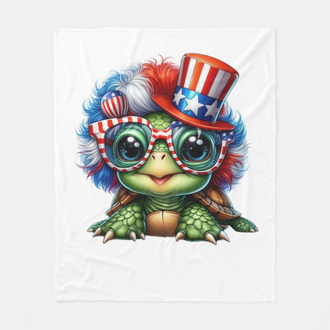 Manta Polar Tortuga divertida Patriótica Bandera de Estados Un (Anverso)