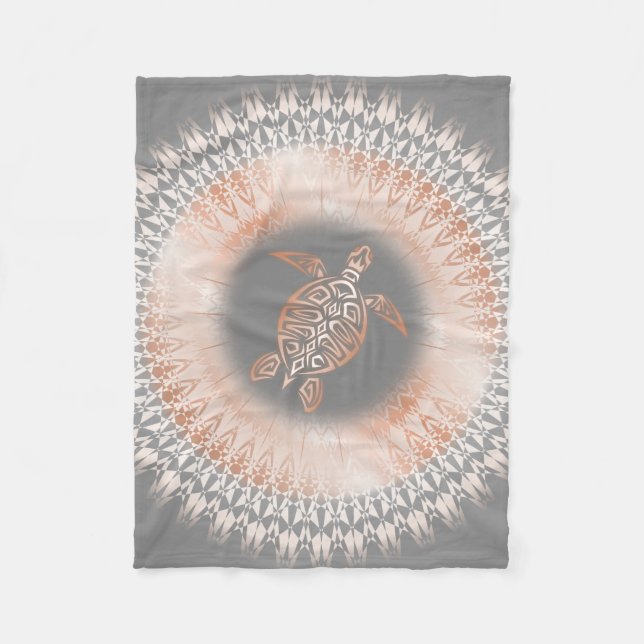 Manta Polar Tortuga gris dorada Rosa Mandala (Anverso)