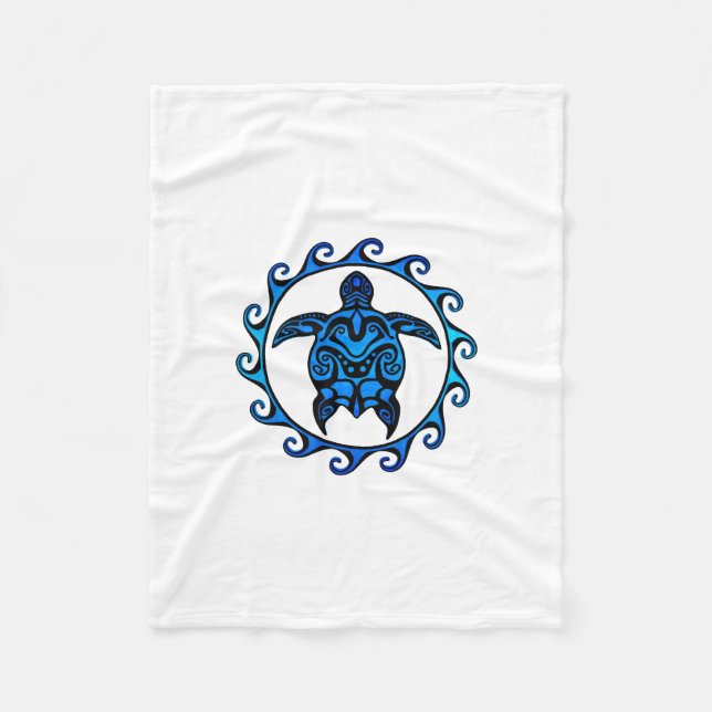 Manta Polar Tortuga tribal azul Sun (Anverso)