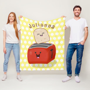 Manta Polar Tostada de kawaii y personalizado de tostadora roj