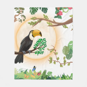 Manta Polar Toucan Tropical Pájaro y Hojas de Jungla Estética 