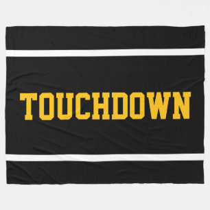 Manta Polar TOUCHDOWN Negrita Texto Naranja Rayas Blancas Negr