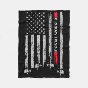 Manta Polar Trabajador Postal Vintage Usa Bandera Americana Co