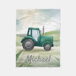 Manta Polar Tractor acuarela verde personalizado