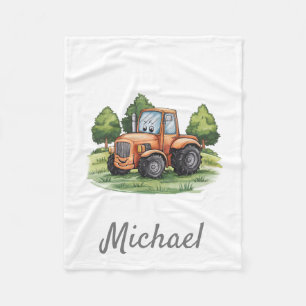 Manta Polar Tractor de acuarela verde personalizado
