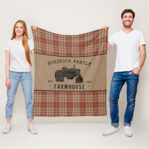 Manta Polar Tractor Rústico de granja familiar Red Plaid Burl