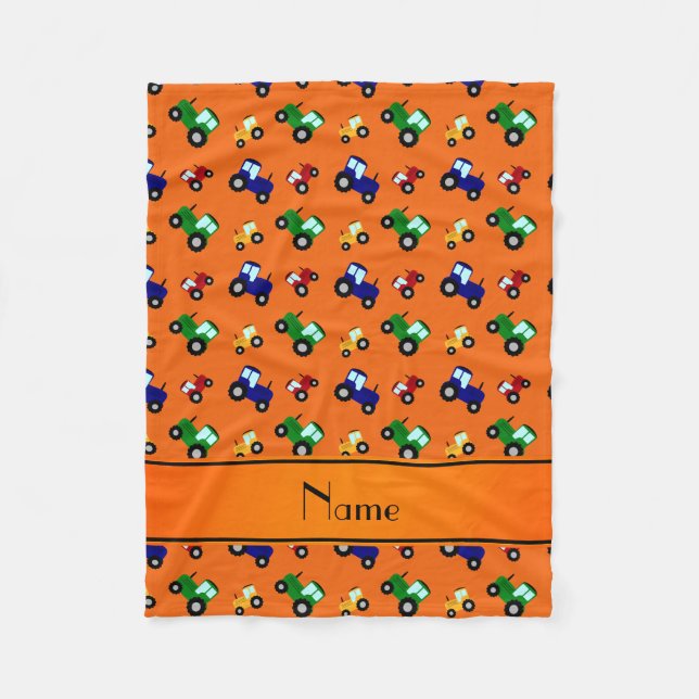 Manta Polar Tractores anaranjados conocidos personalizados (Anverso)