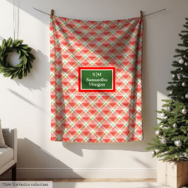 Manta Polar Traditional Plaid Blanket Custom Monogram Gift