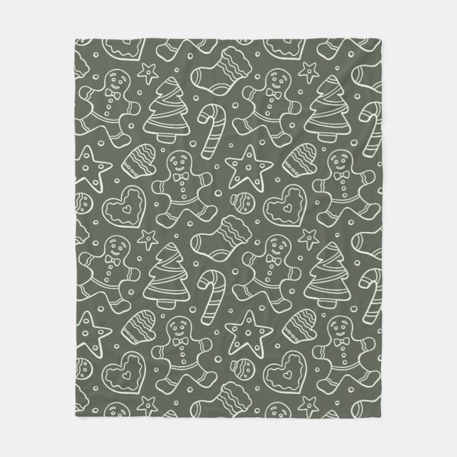 Manta Polar Traditional Vintage Christmas Gingerbread Man (Anverso)